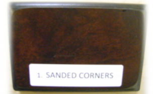 sanded corners distressing element