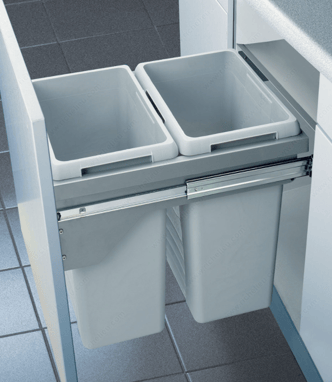 Two 40L roll-out garbage bins.