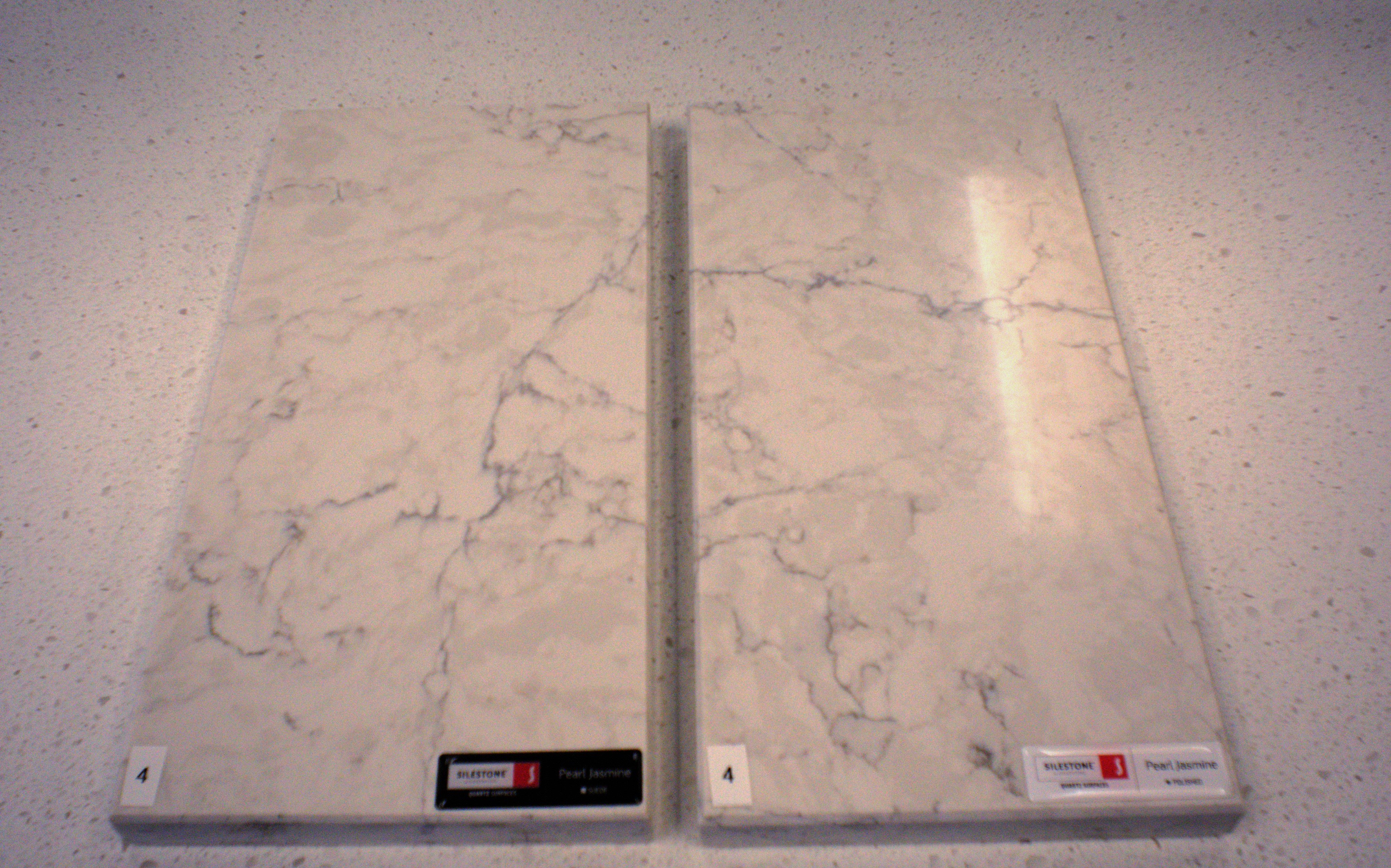 Honed vs. polished countertop sample