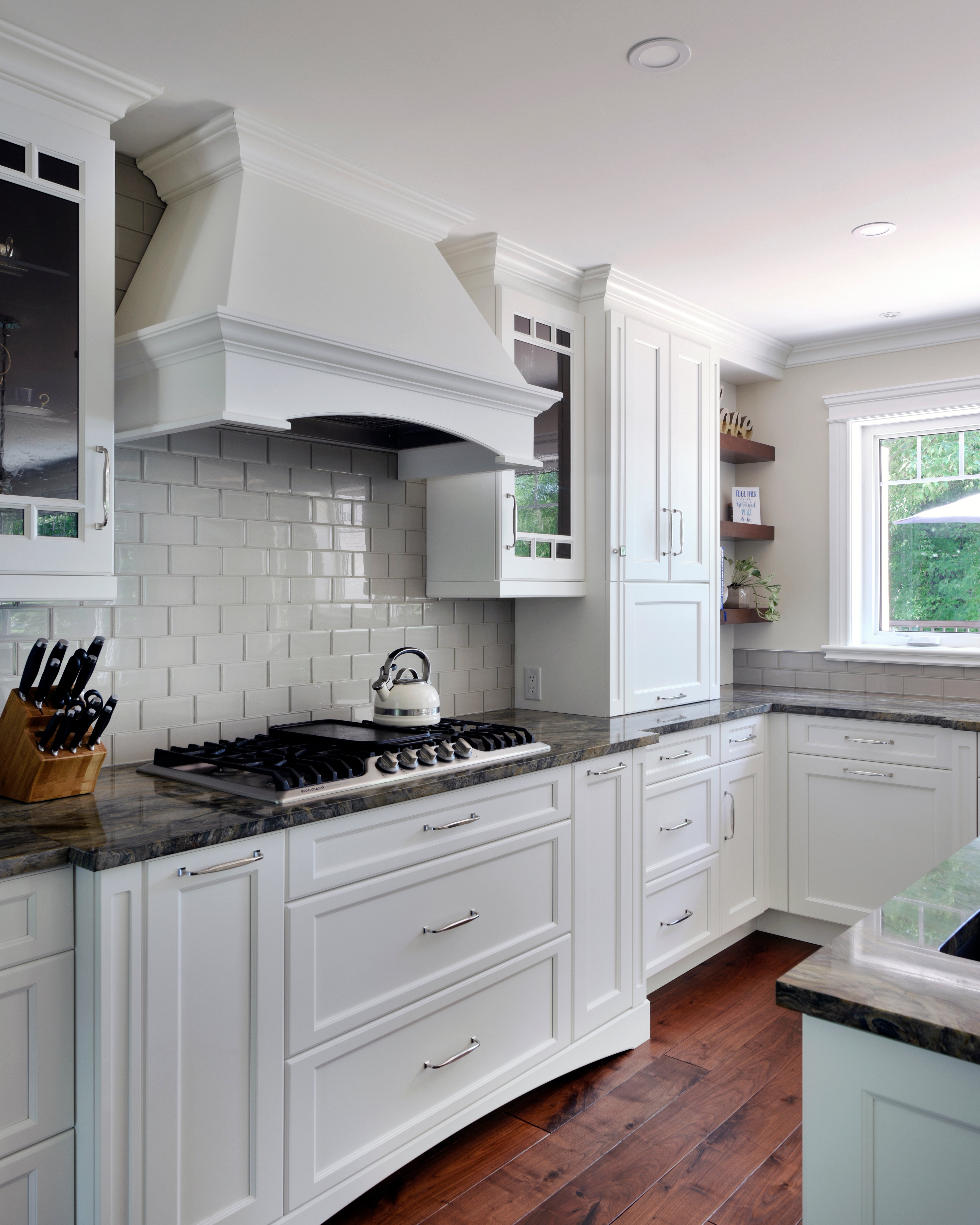 A large decorative range hood.