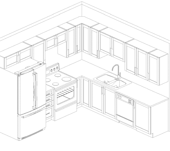 A 10 x 10 kitchen at Deslaurier with standard design selections.