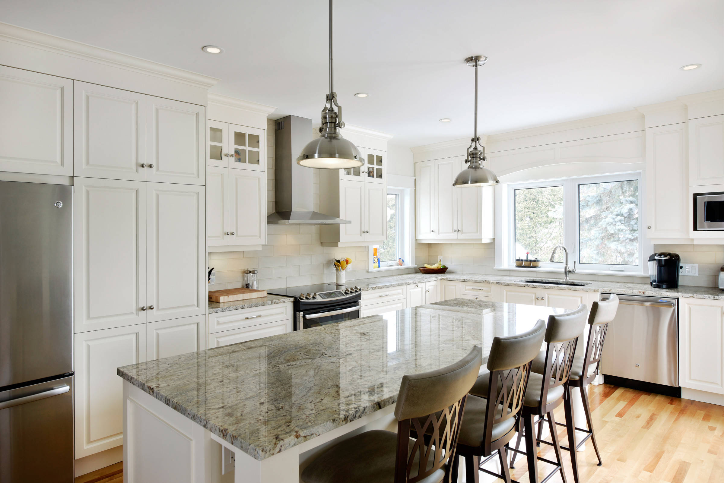 A kitchen featuring Deslaurier custom cabinets