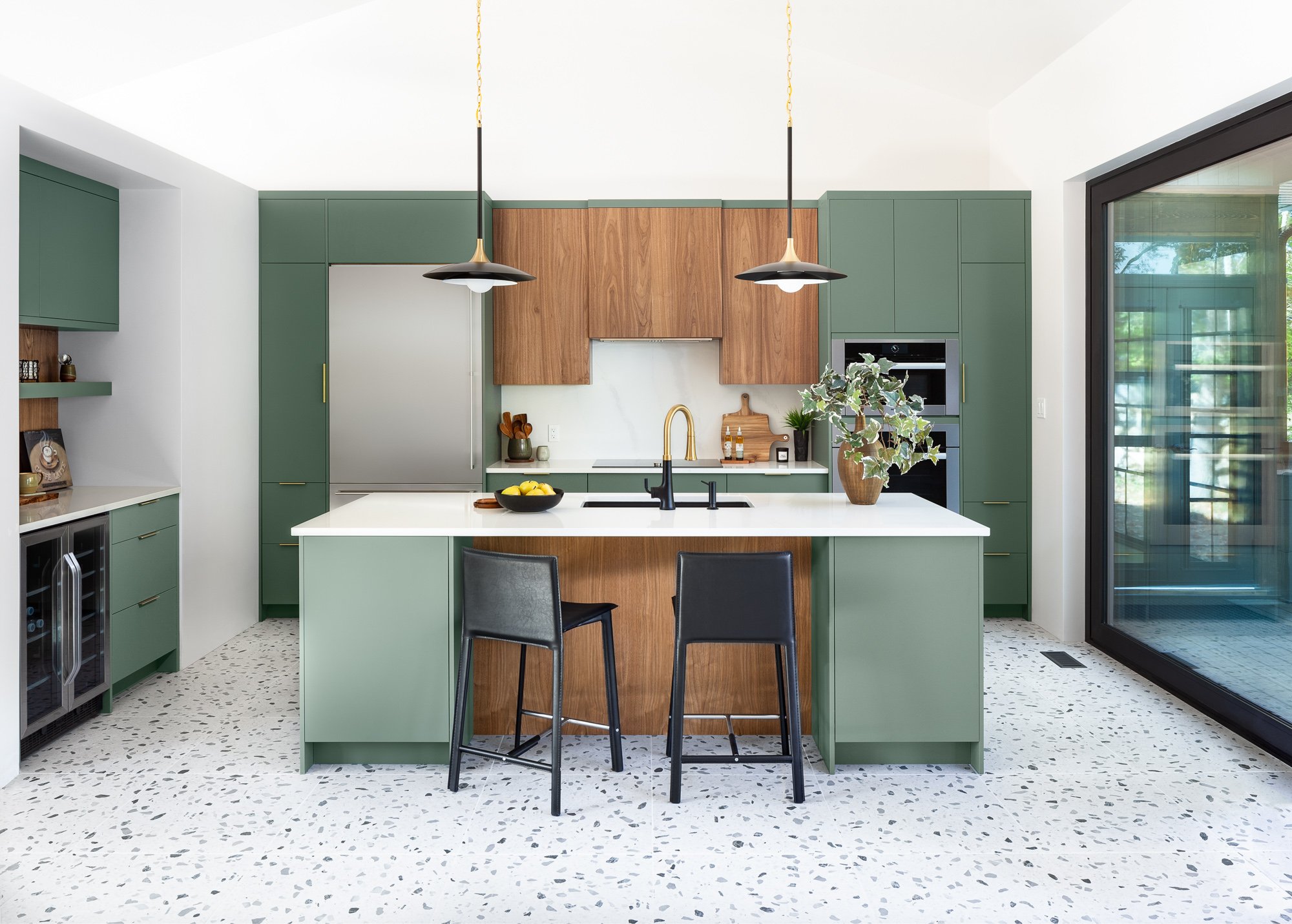 Sage green kitchen cabinets