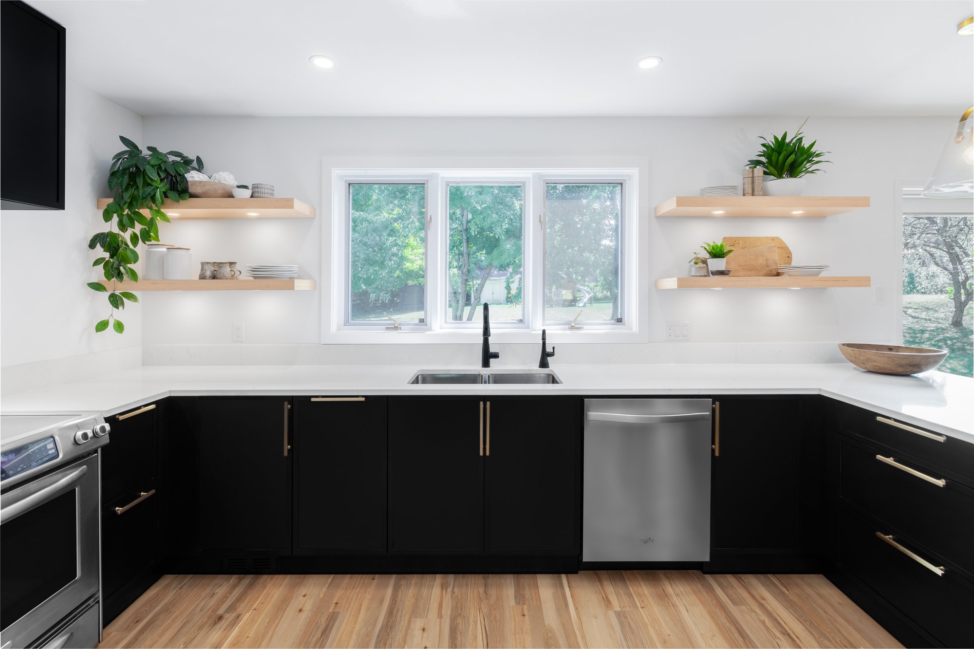 A kitchen with full overlay doors
