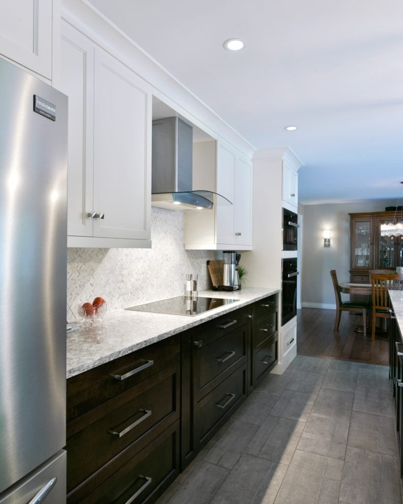 A quartz countertop and backsplash combination