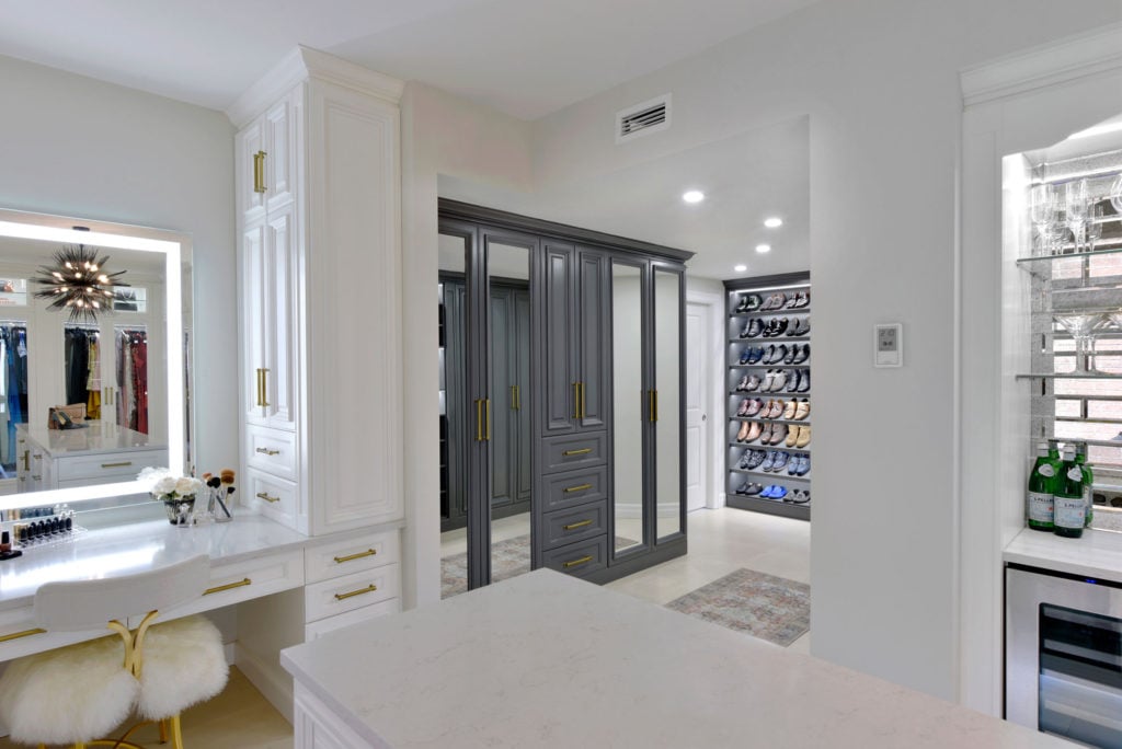 A spacious custom closet design.