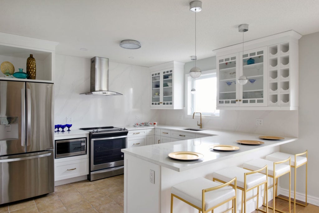 A bright white custom kitchen