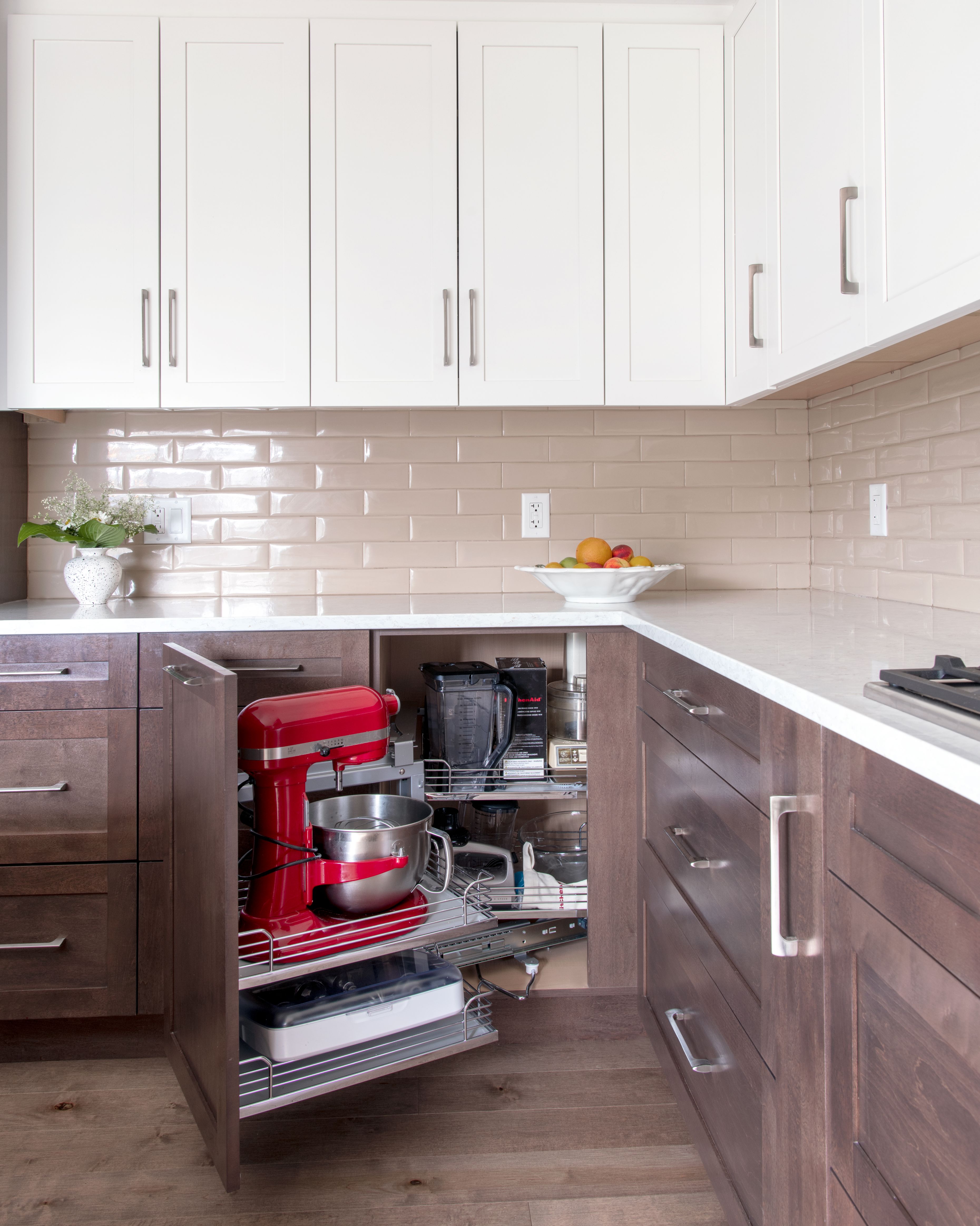 Appliance garages, pull-out shelves help organize kitchen