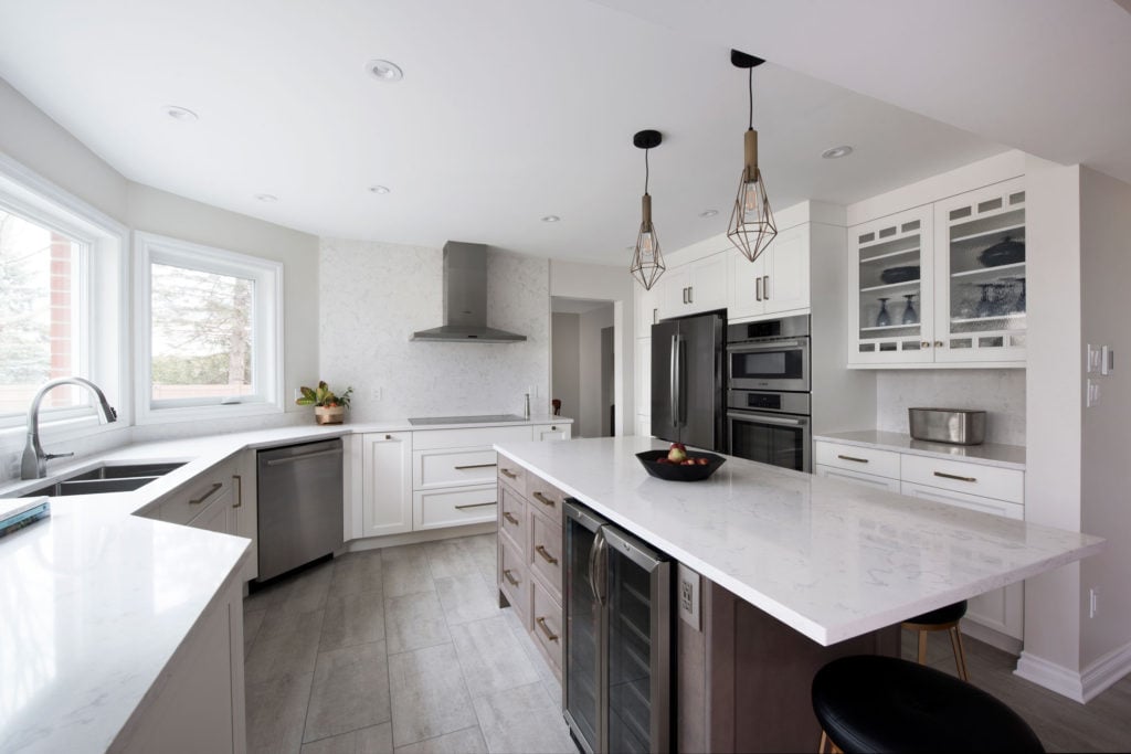 A Deslaurier kitchen full of brass decorative hardware.