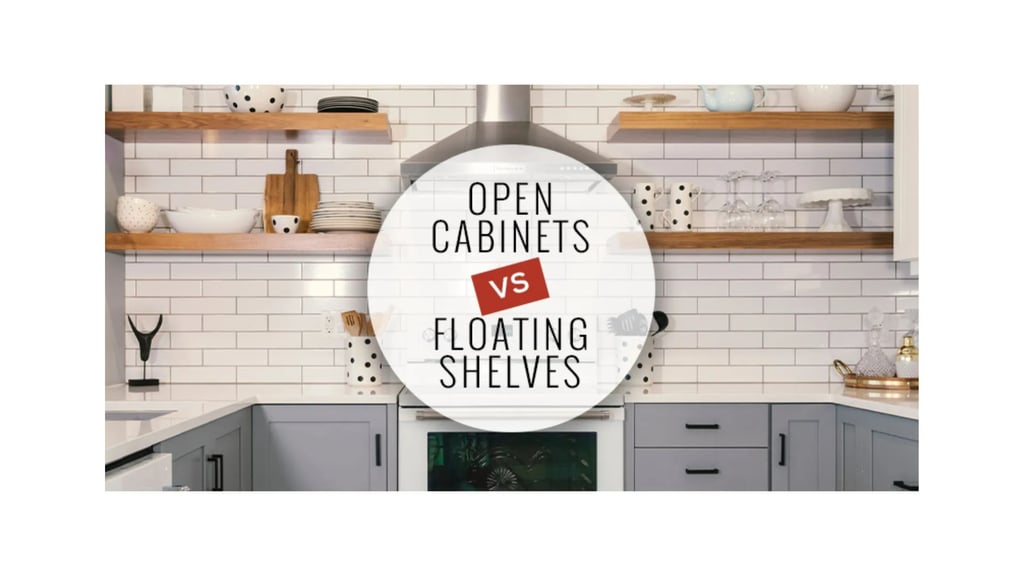 Open cabinets versus floating shelves featured photos