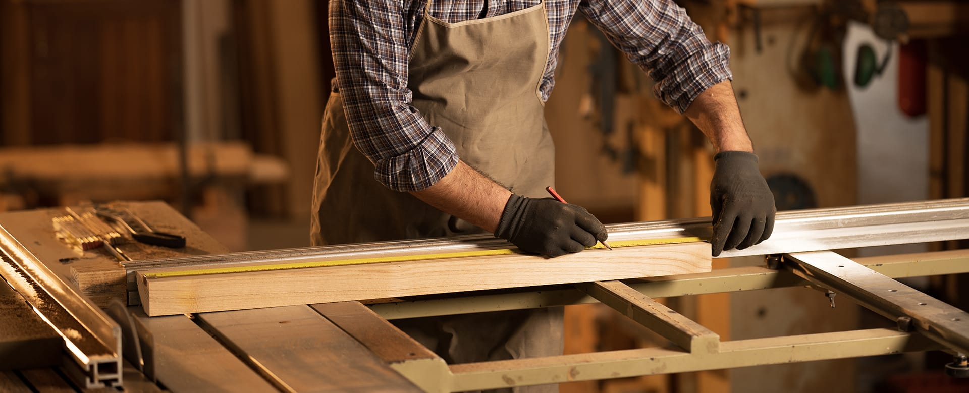 Custom cabinetry being manufactured by hand.