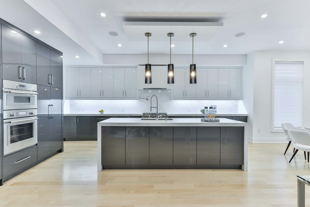 open kitchen with cabinets