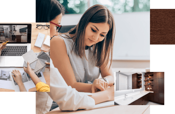 A kitchen designer collaborating with a client.